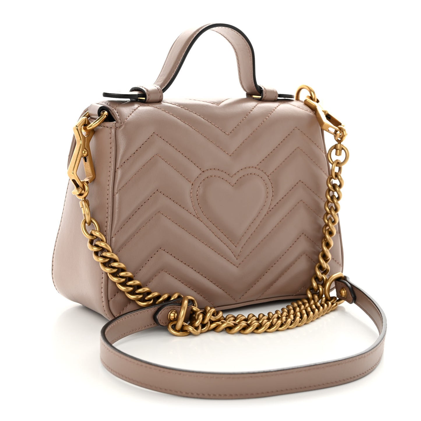 Calfskin Matelasse GG Marmont Top Handle Shoulder Bag Porcelain Rose