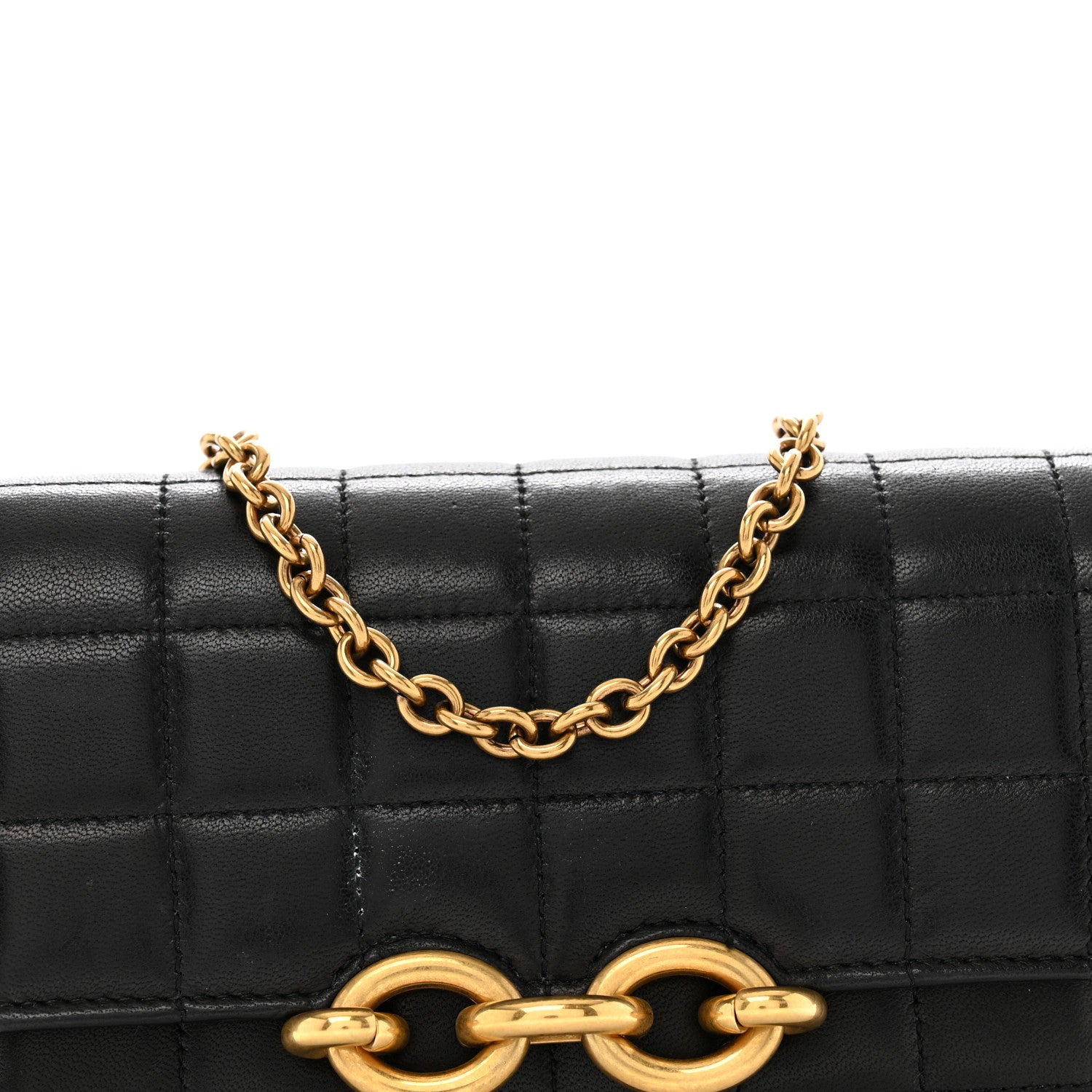 Saint Laurent Lambskin Carre Quilted Le Maillon Wallet On Chain Black 7 of 11
