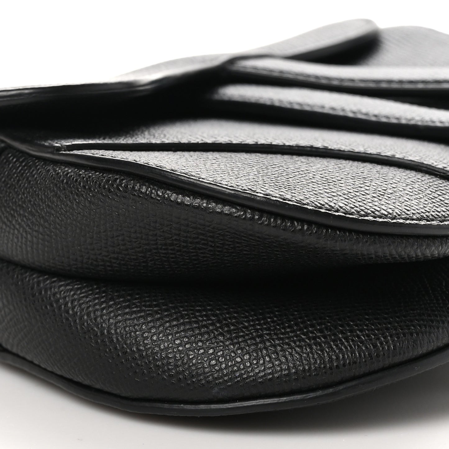 Grained Calfskin Mini Saddle Bag Black