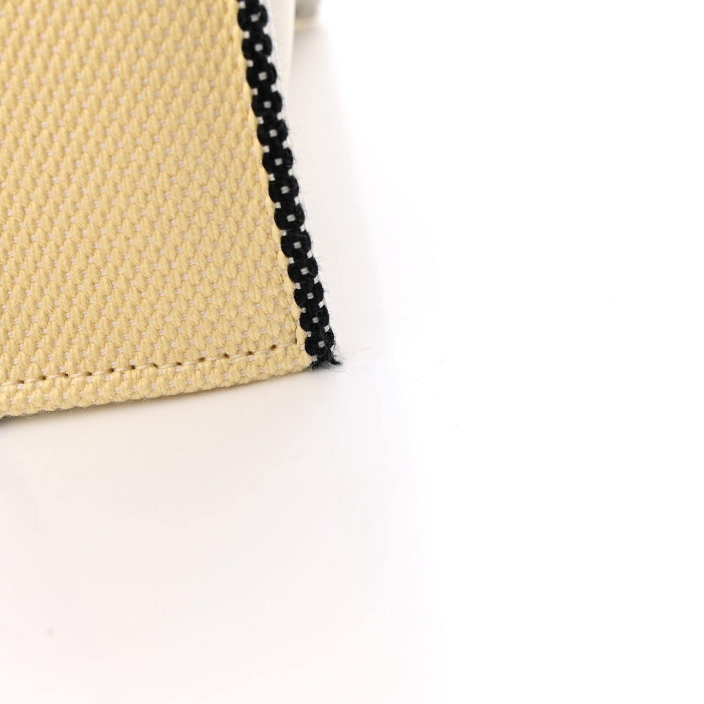 Cotton Canvas Striped La Rond Carre Take Out Clutch White Yellow