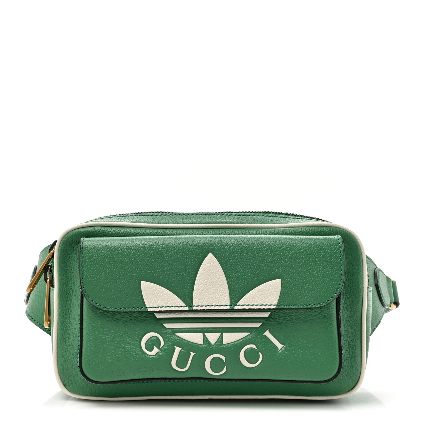 X ADIDAS Textured Dollar Calfskin Belt Bag Green