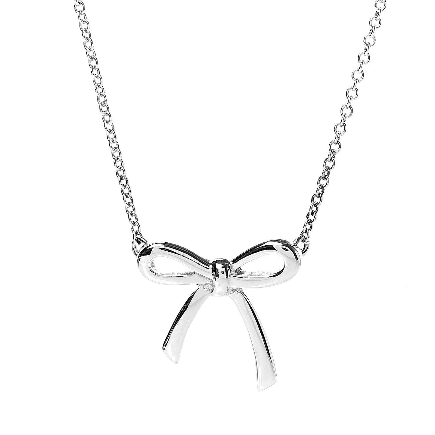 Sterling Silver Small Bow Pendant Necklace