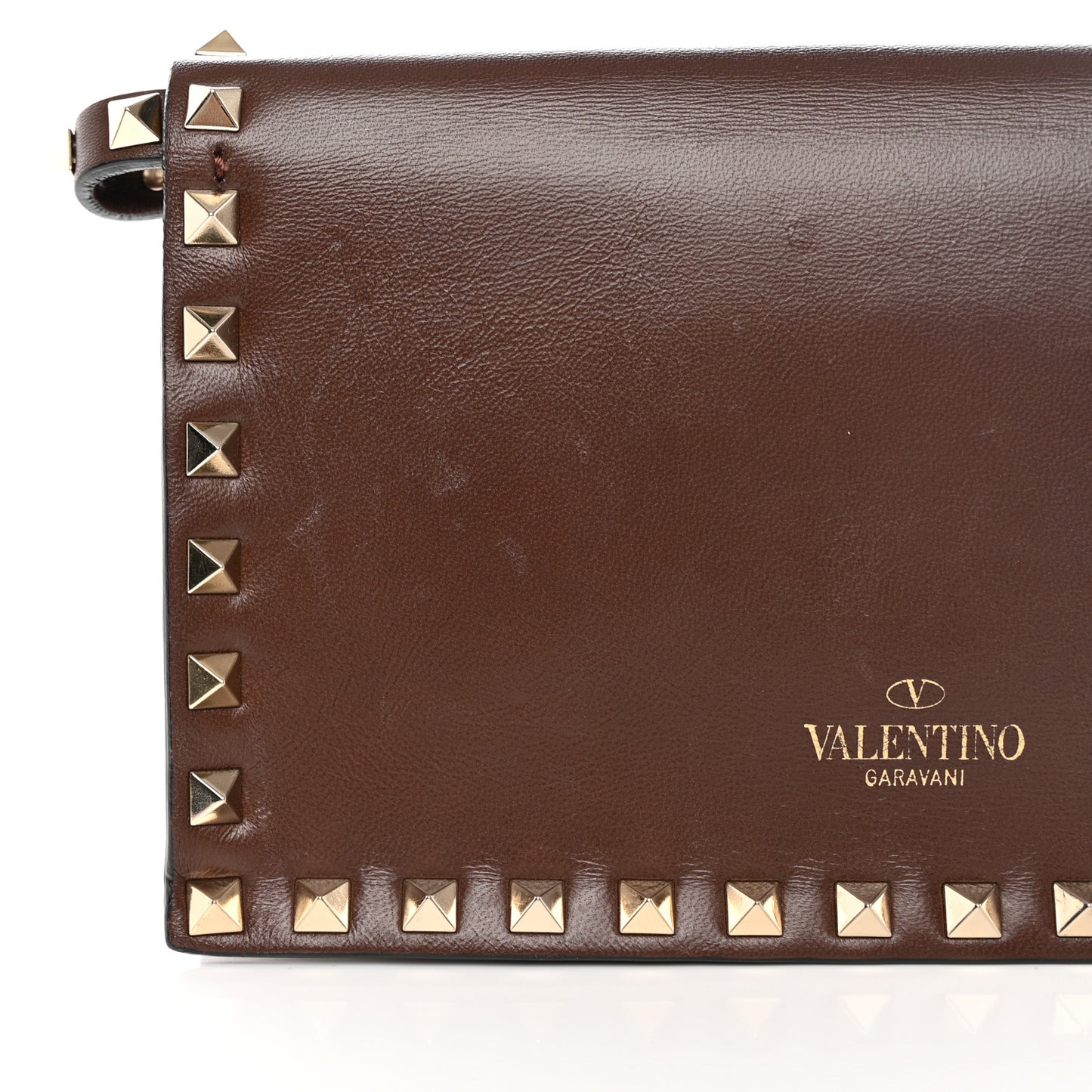 Nappa Rockstud Wristlet Clutch Taupe