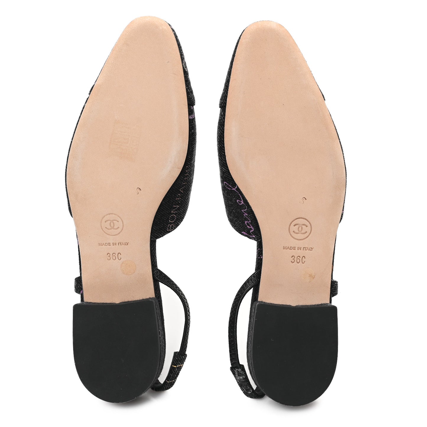 Denim Cap Toe Denim Mood Slingback Flats 36 Black Multicolor