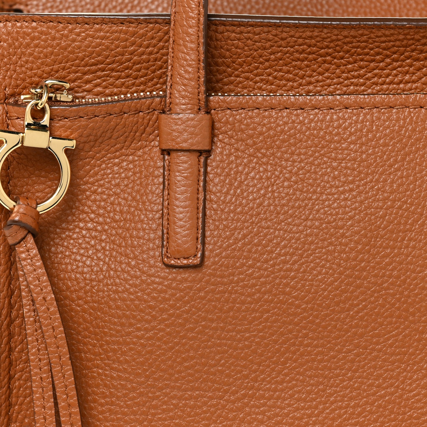 Hammered Calfskin Double Handle Amy Tote Chestnut