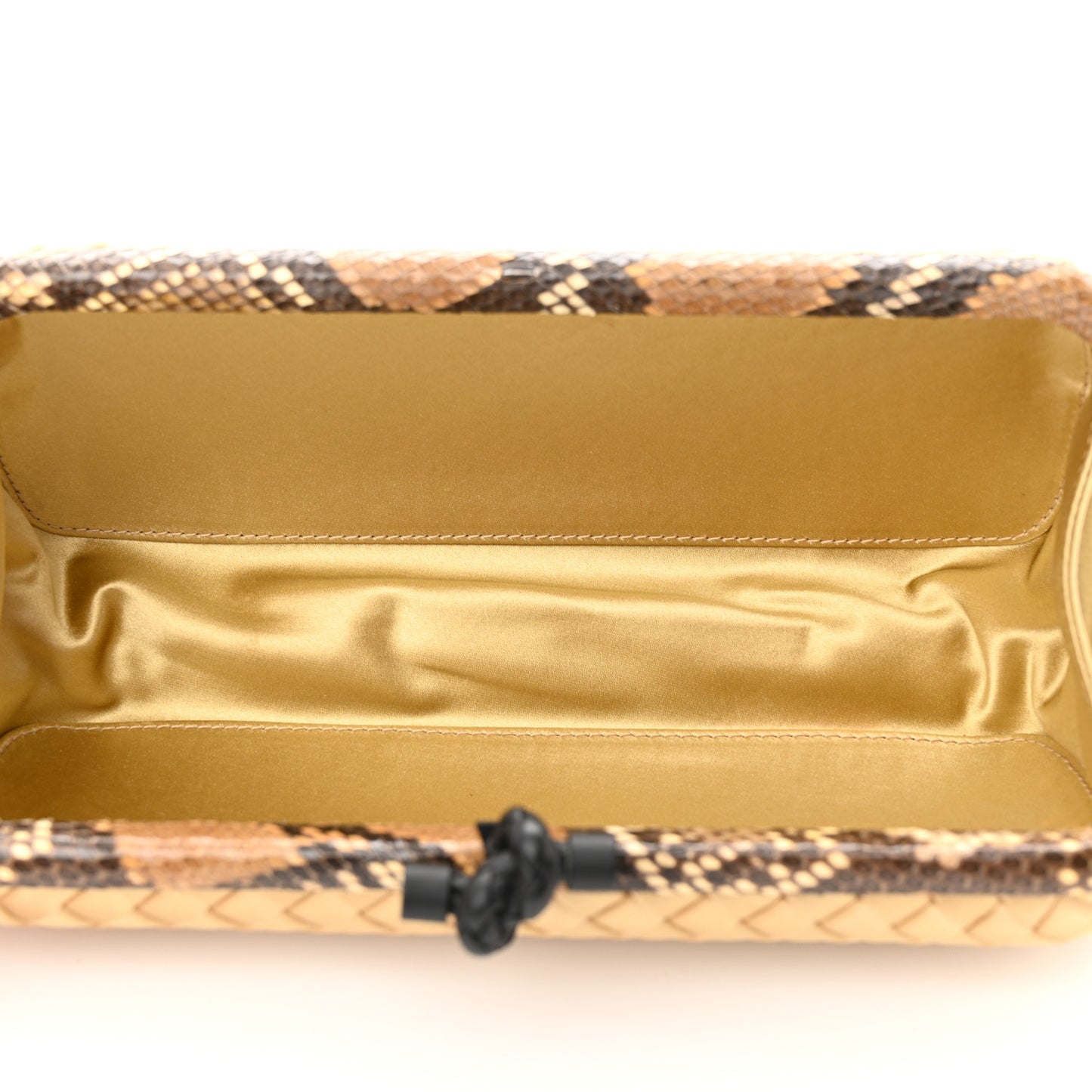 Satin Intreccio Impero Ayers Stretch Knot Clutch Camel