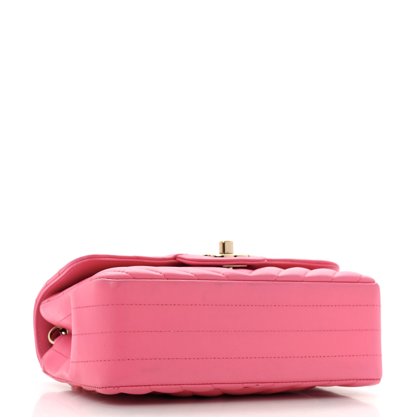 Lambskin Chevron Quilted Mini Rectangular Flap Fuchsia