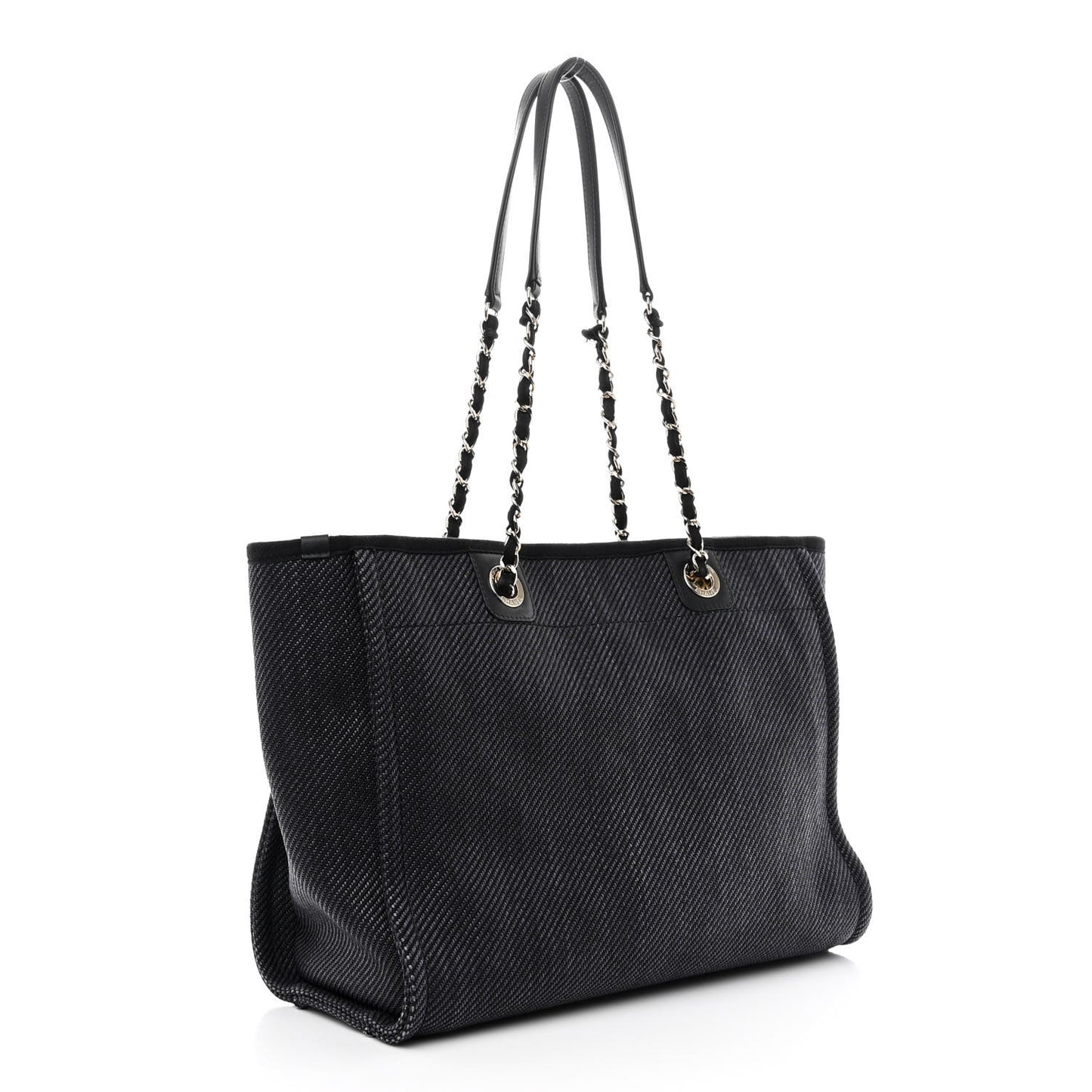 Mixed Fibers Calfskin Small Deauville Tote Black