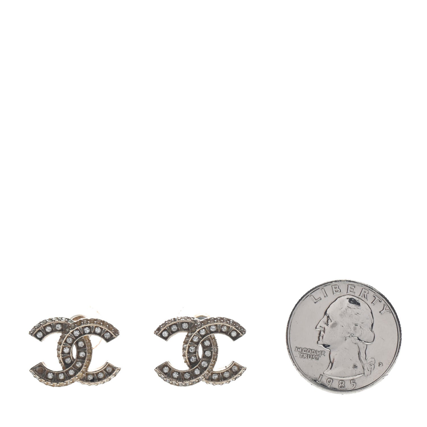 Chanel Crystal Timeless CC Earrings Light Gold 2 of 6