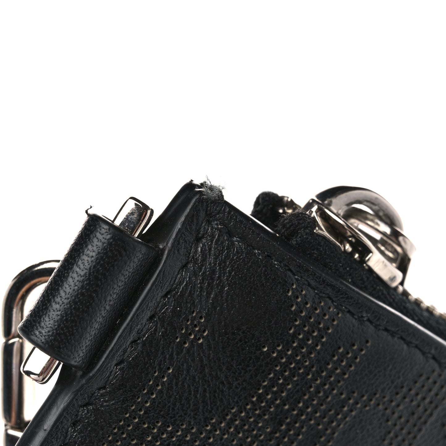 Calfskin Perforated Oblique Galaxy Flat Case Black