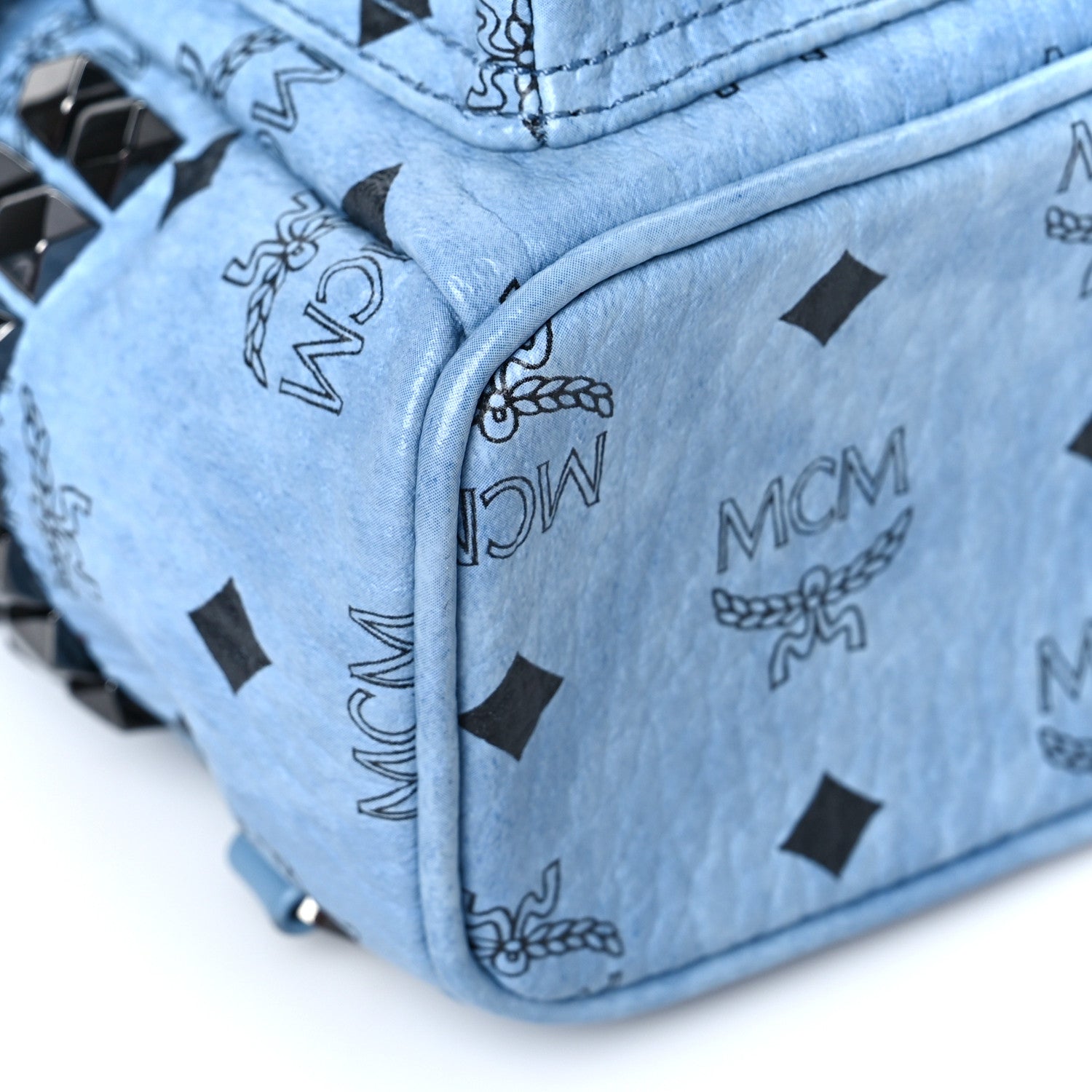 MCM Visetos Side Stud X-Mini Stark Bebe Boo Backpack Blue 7 of 8