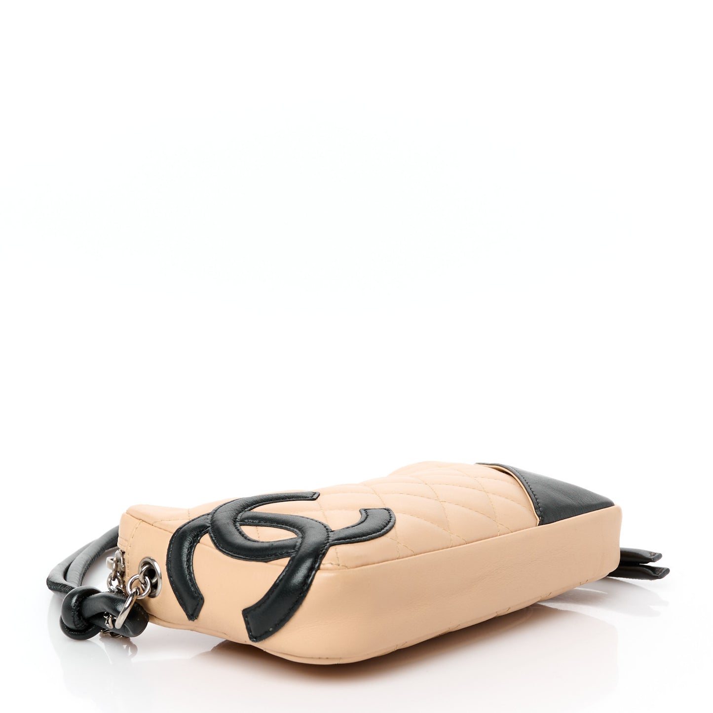 Calfskin Quilted Cambon Pochette Beige Black