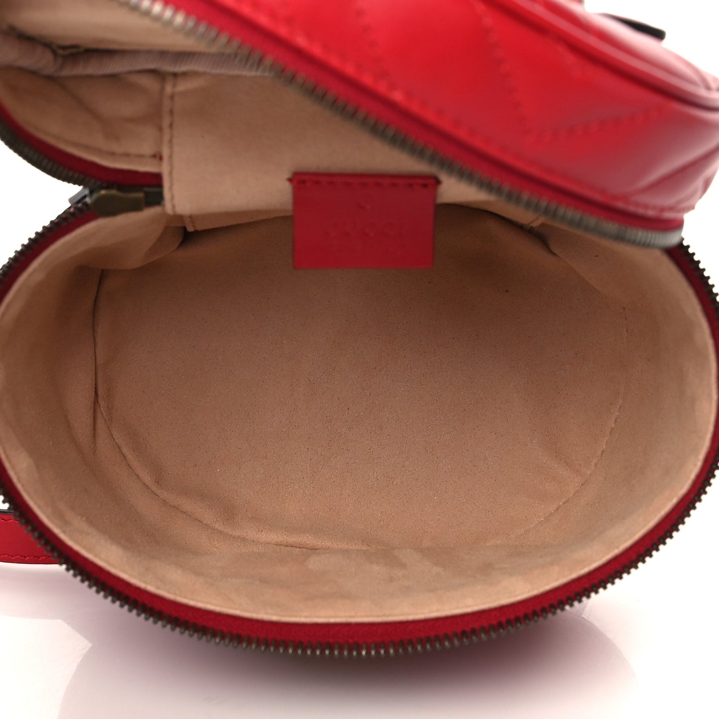 Calfskin Matelasse Mini GG Marmont Round Backpack Hibiscus Red