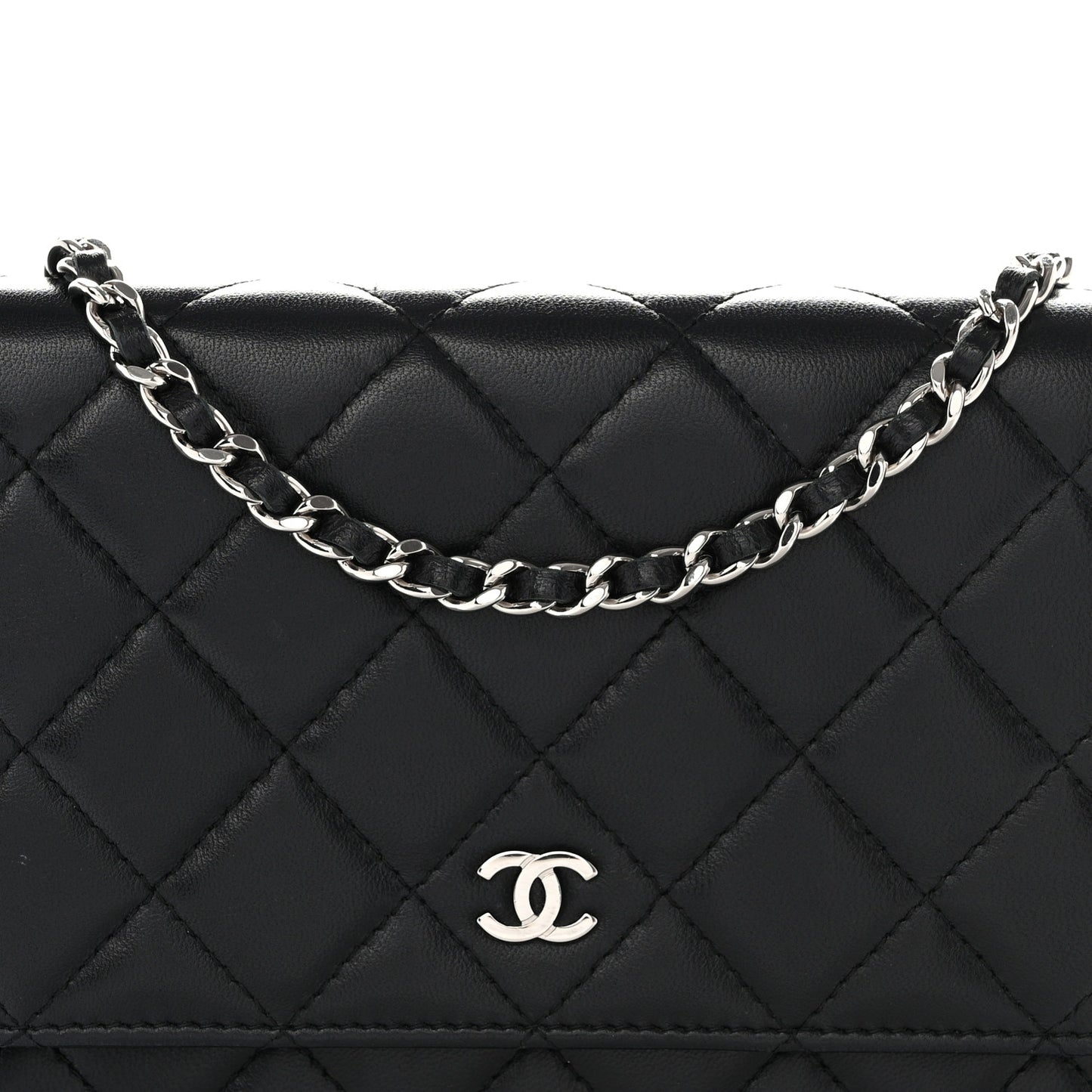 Lambskin Quilted Wallet On Chain WOC Black