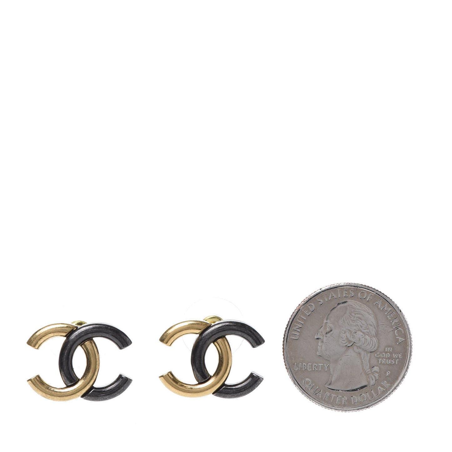 Metal CC Earrings Gold Ruthenium