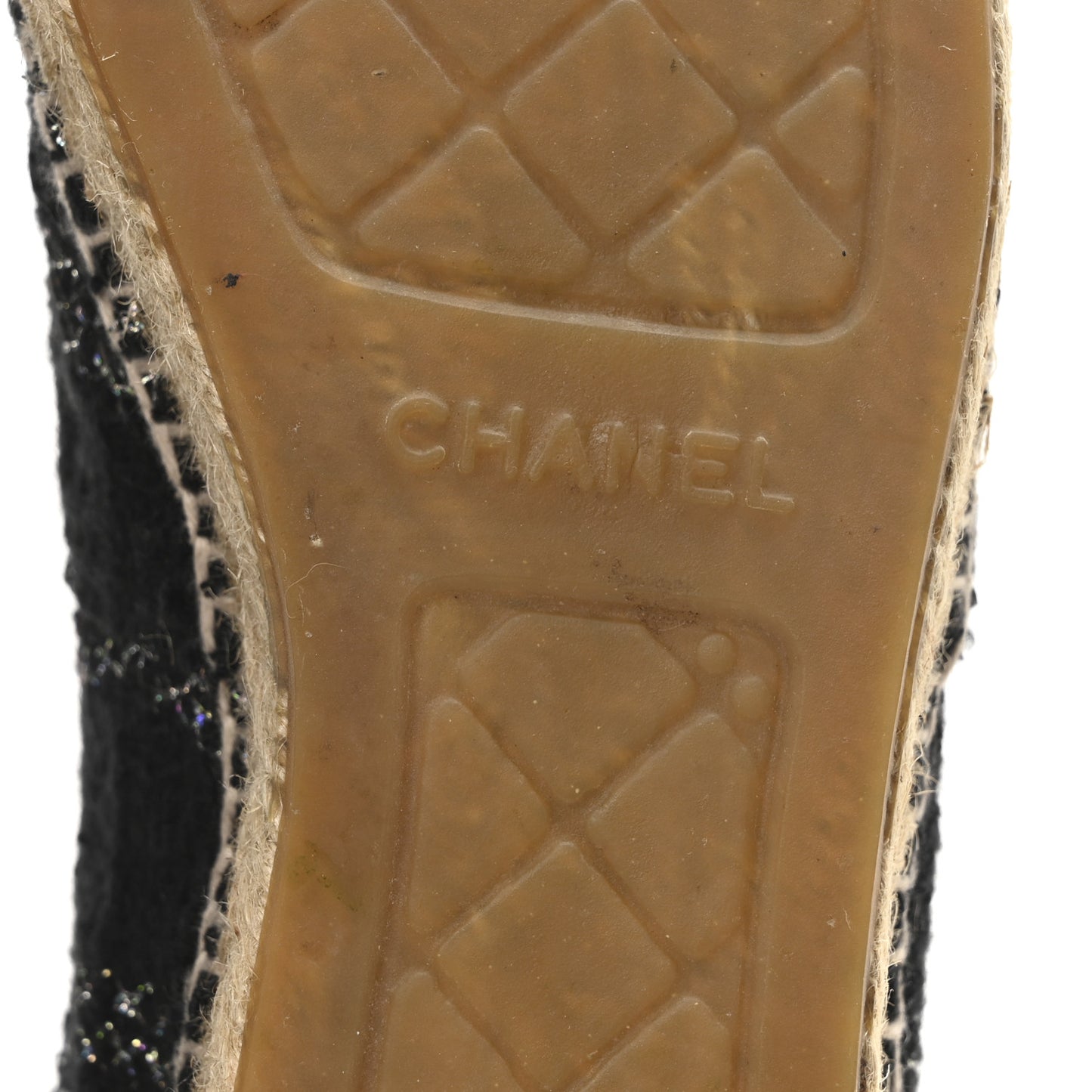 Metallic Tweed Lambskin CC Espadrilles 38 Black Silver