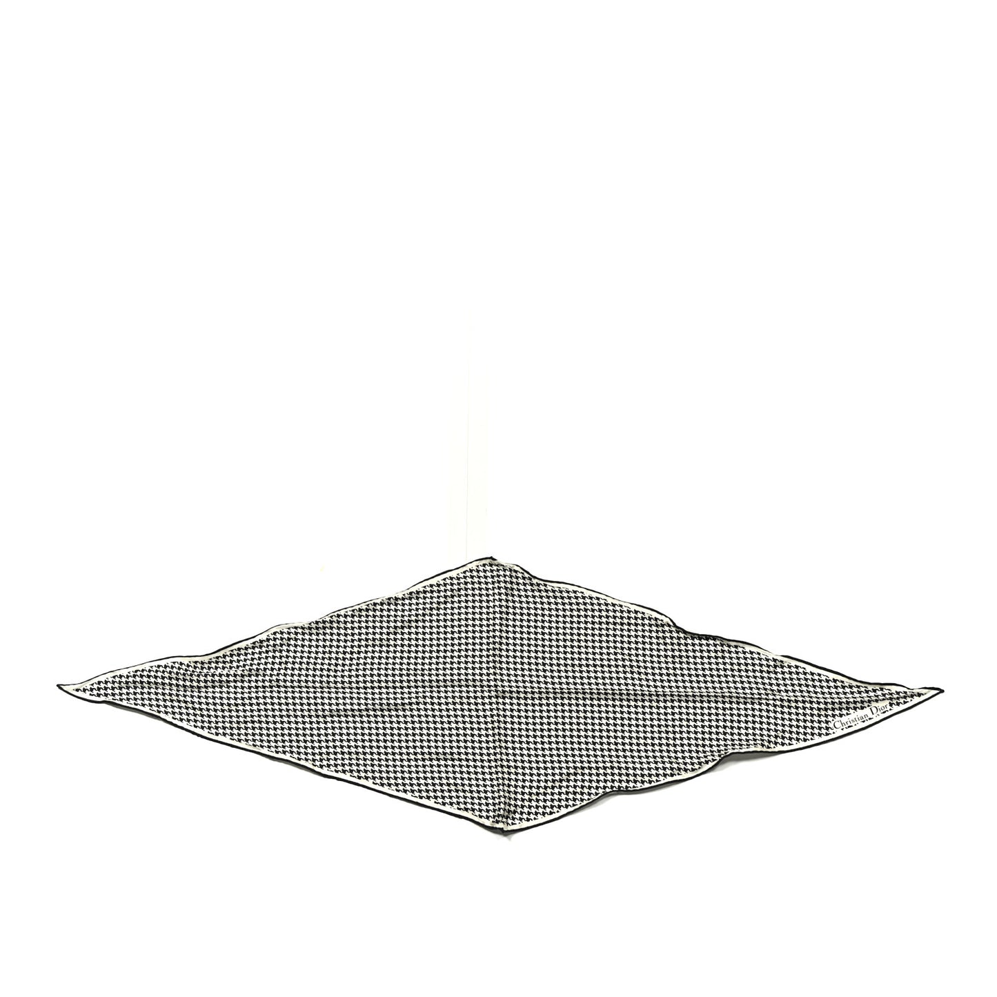 Silk Houndstooth Diamond Scarf Black White