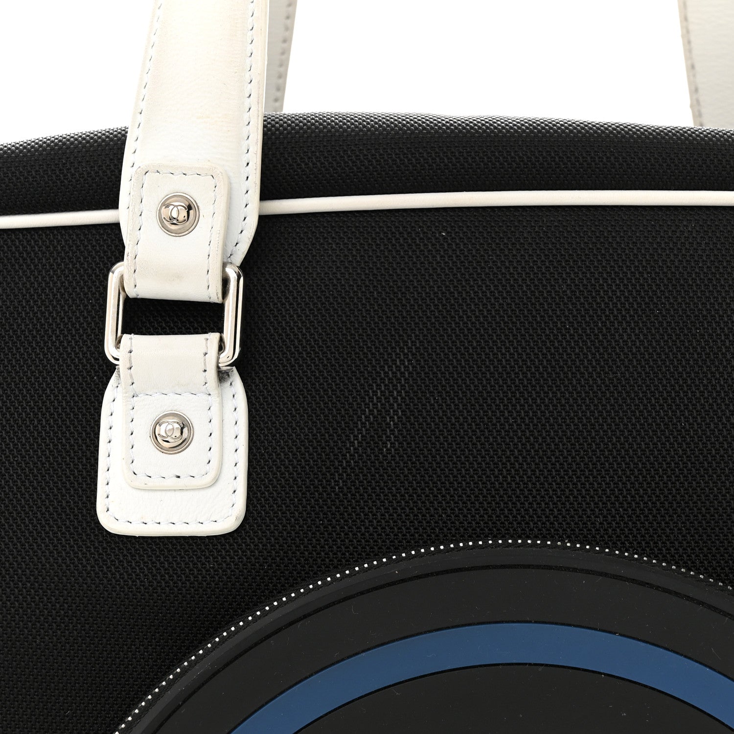 Chanel Canvas Rubber Airlines Large Zip Shopping Tote Black White Red 13 of 17