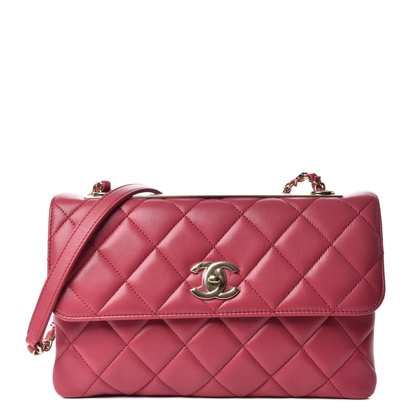 Lambskin Quilted Medium Trendy CC Flap Dark Pink
