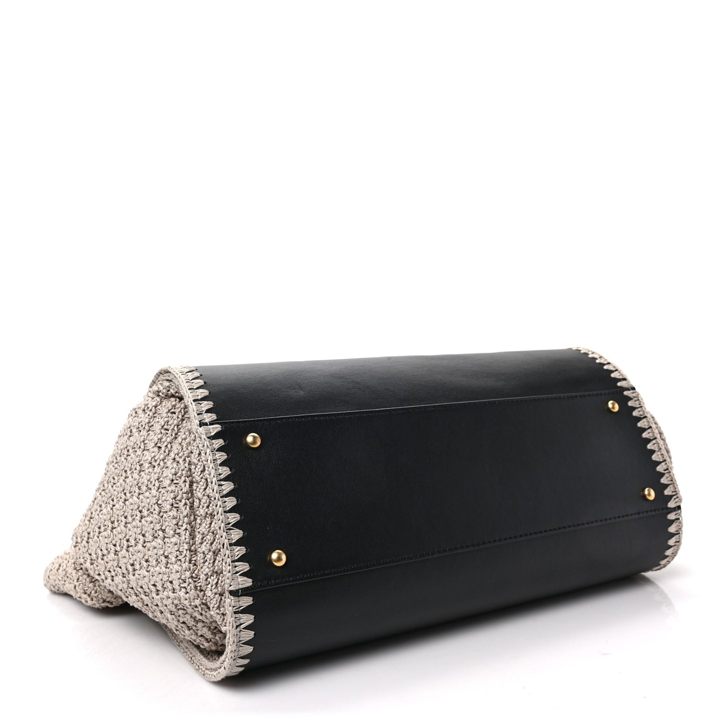 Calfskin Knit Medium Deauville Tote Black Beige