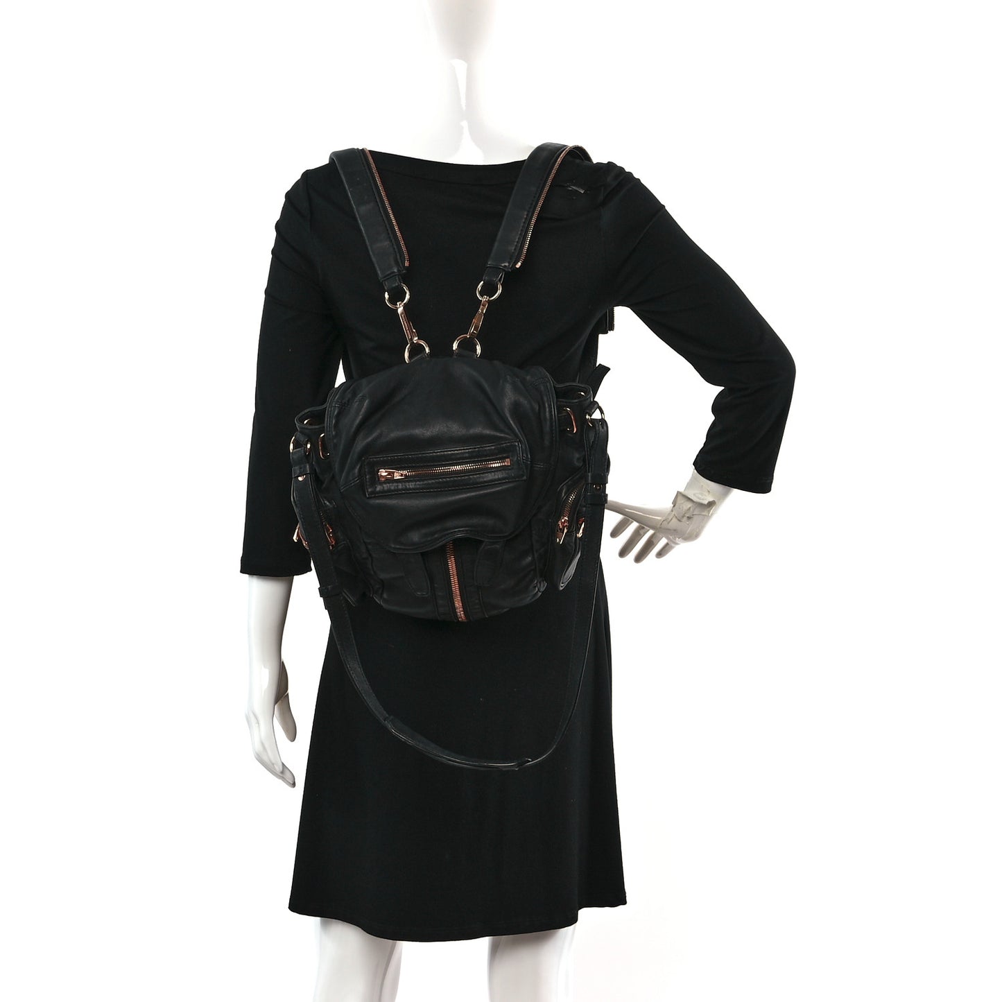 Lambskin Marti Backpack Washed Black Rose Gold Hardware