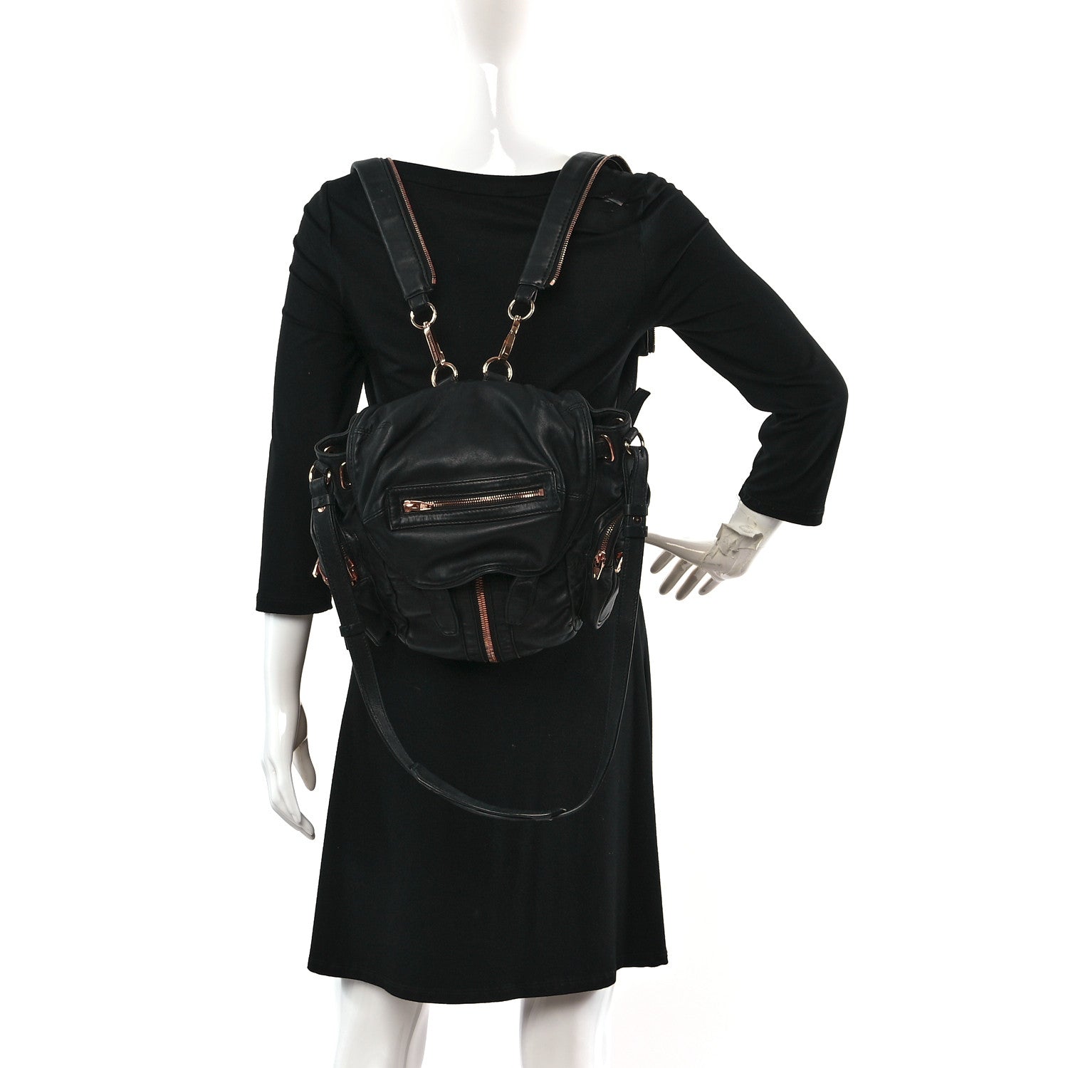 Alexander Wang Lambskin Marti Backpack Washed Black Rose Gold Hardware 2 of 14