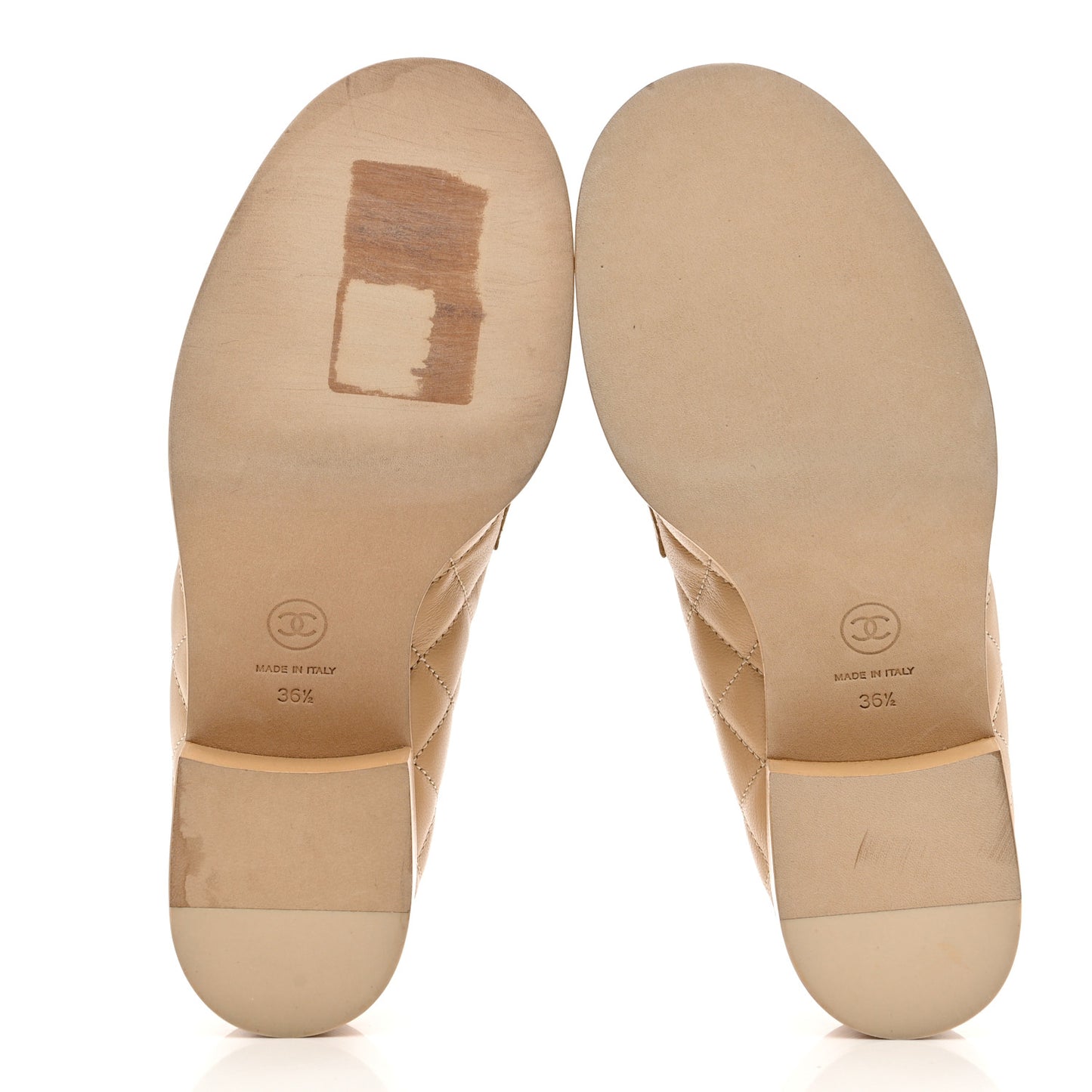 Lambskin Quilted CC Heart Loafers 36.5 Beige