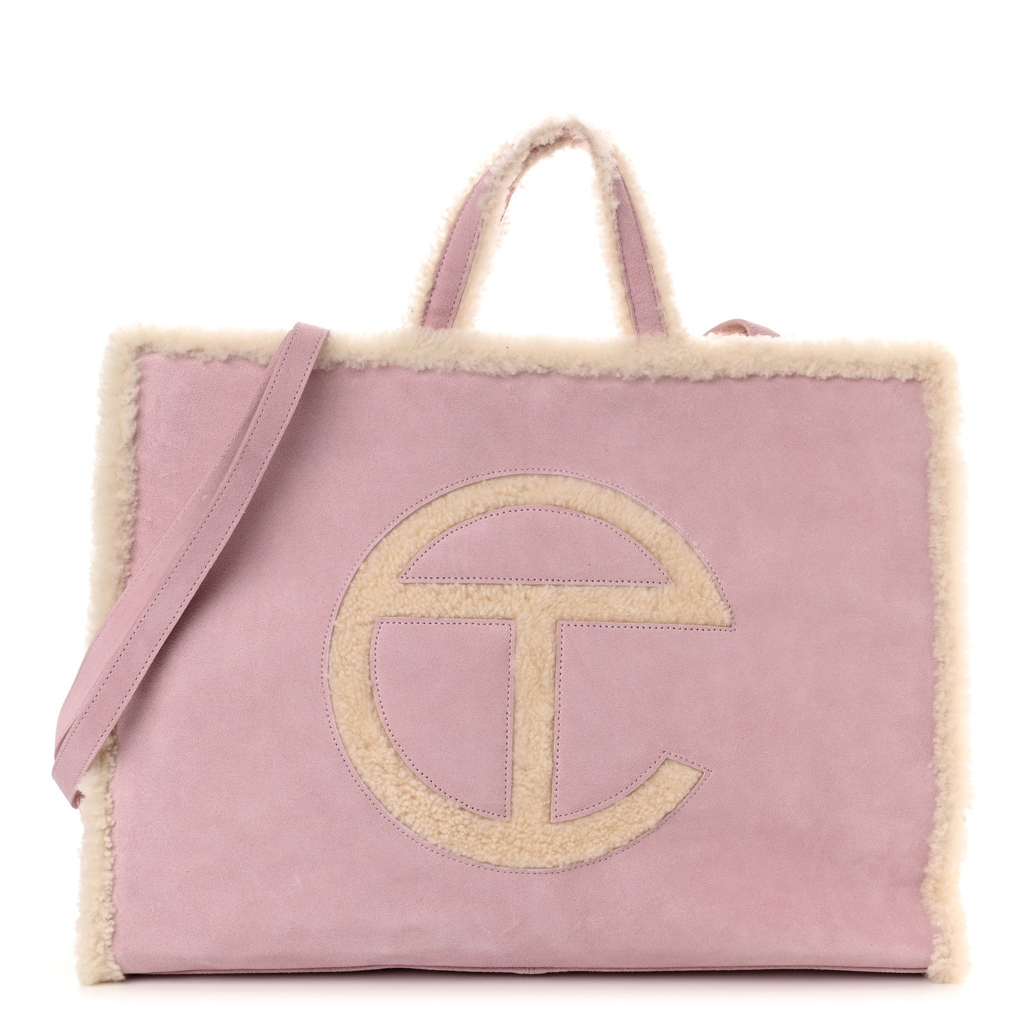 Telfar X UGG Suede Shearling Large Shopping Bag Pink 1 of 12