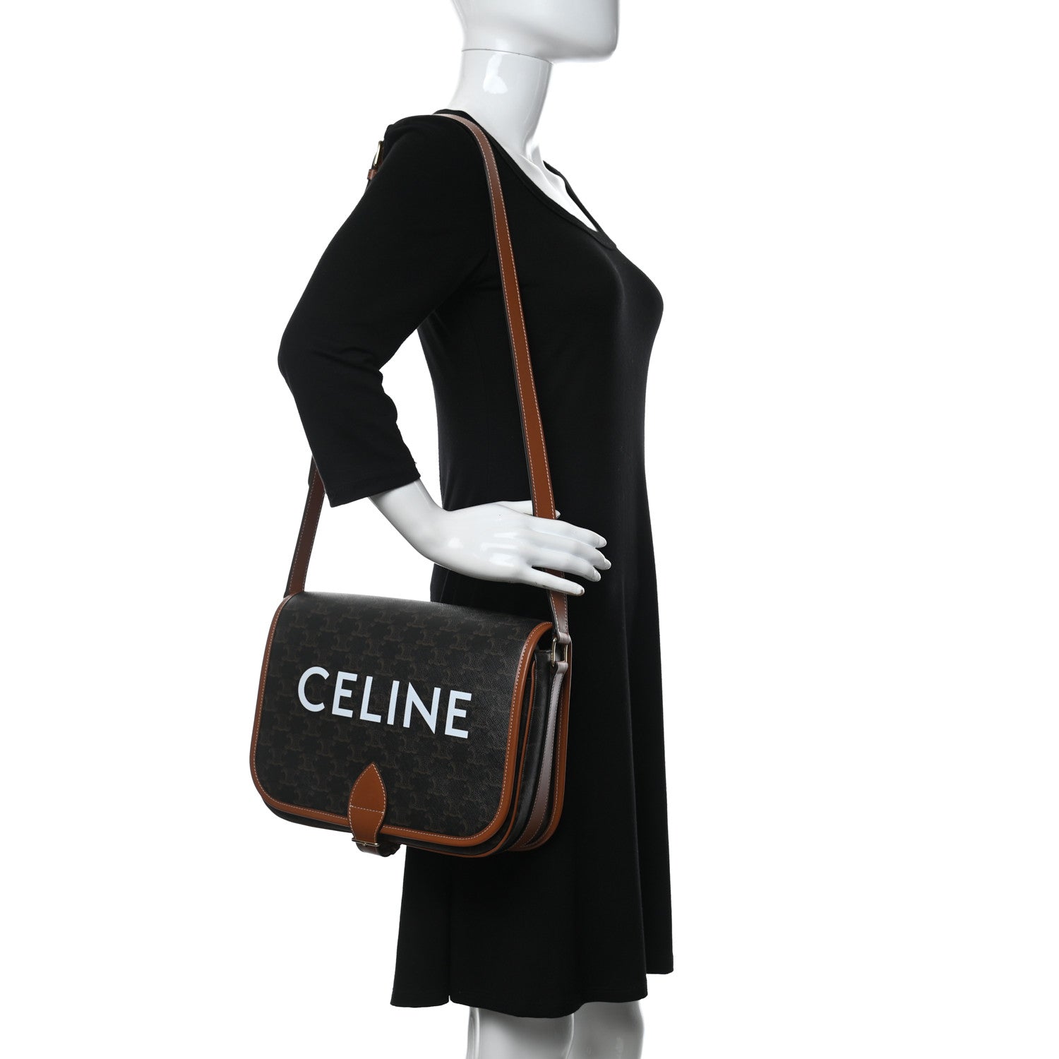 Celine Triomphe Canvas Messenger Folco Bag Tan 2 of 9