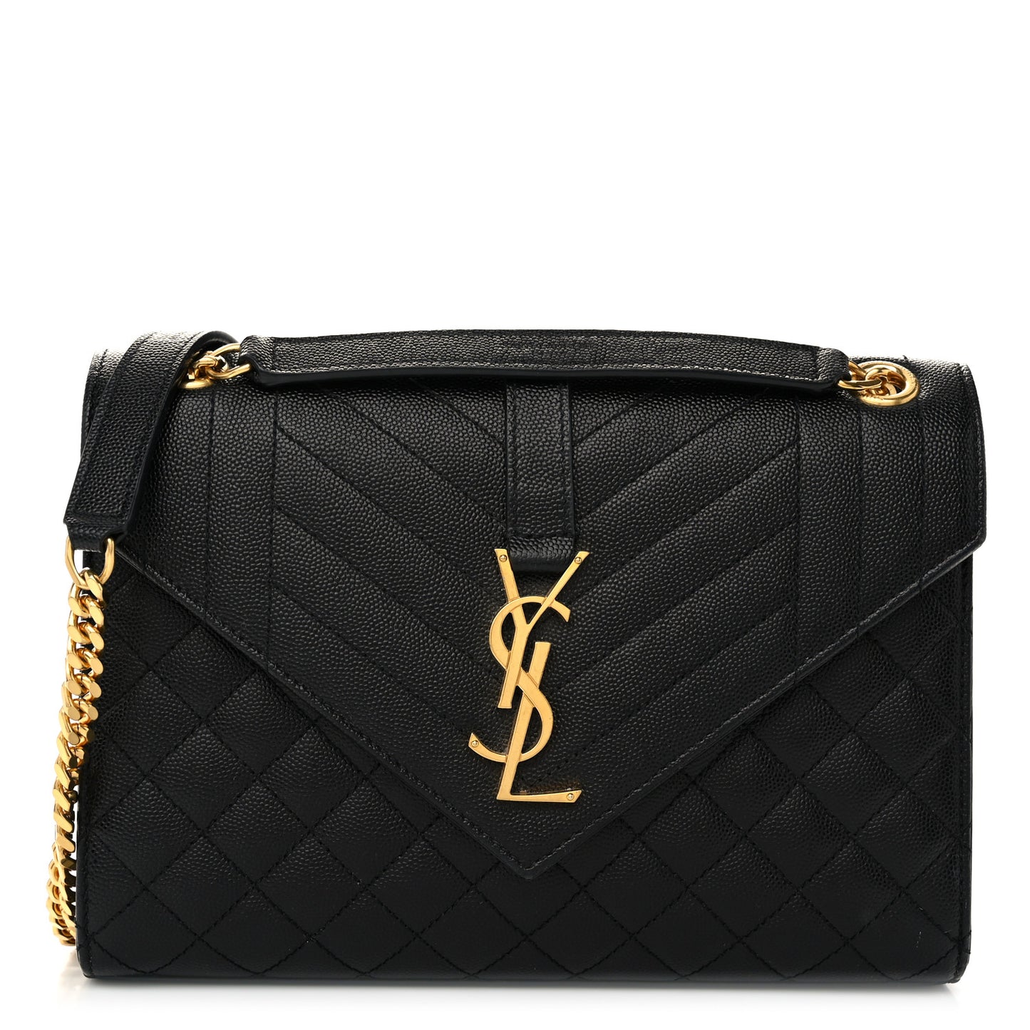 Grain De Poudre Textured Mixed Matelasse Triquilt Medium Monogram Satchel Black