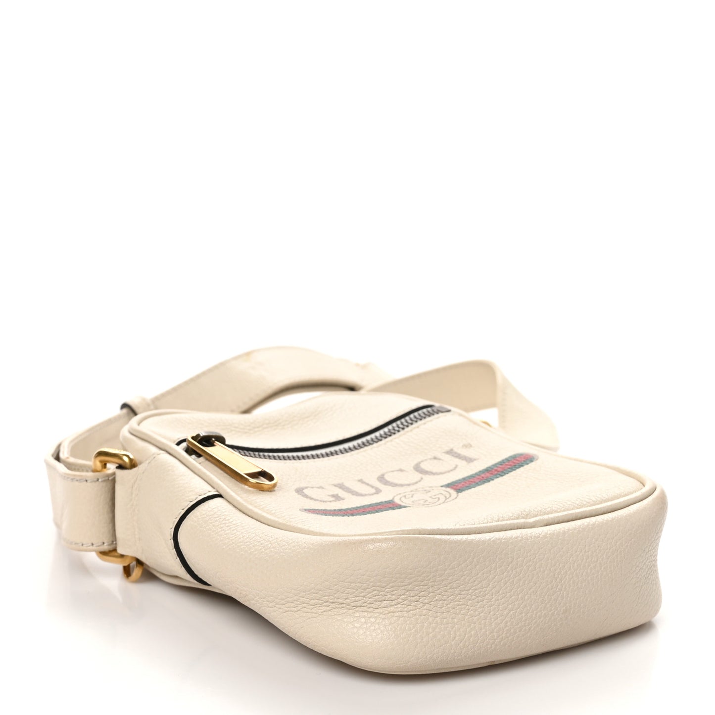 Grained Calfskin Mini Logo Messenger Bag White