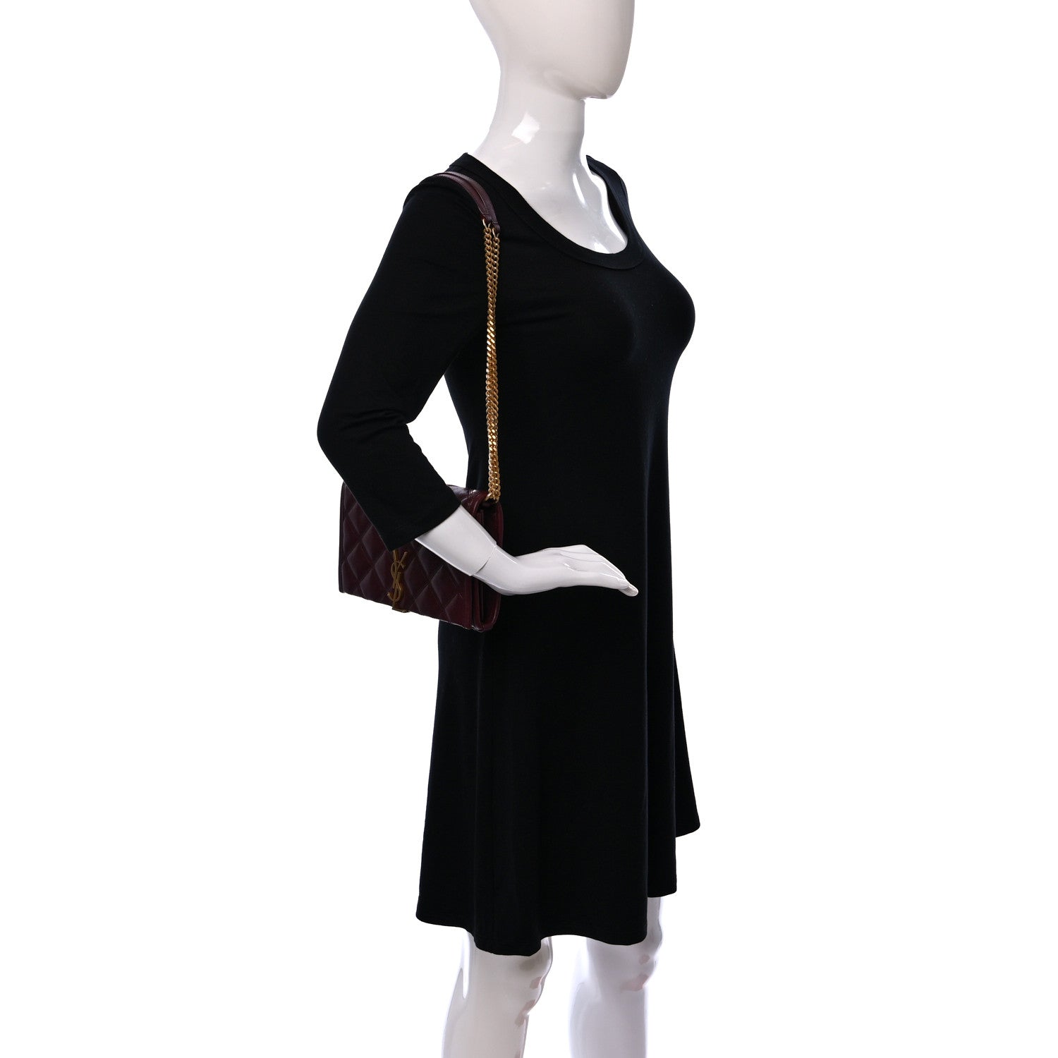 Saint Laurent Lambskin Diamond Quilted Angie Chain Bag Burgundy 2 of 9