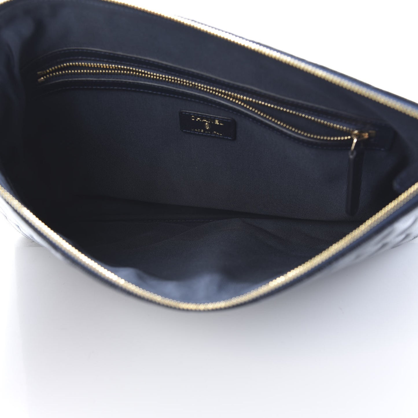 Caviar Quilted Large Cosmetic Case Dark Blue