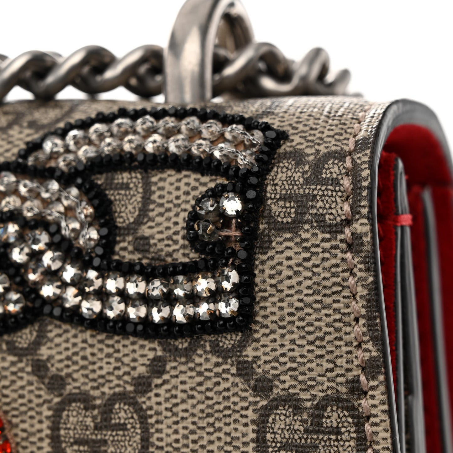 GG Supreme Monogram Embroidered Medium Dionysus Shoulder Bag Beige Multi