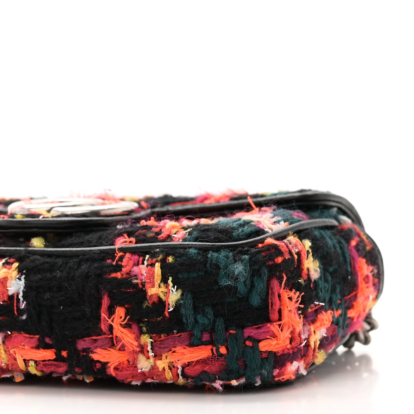 Tweed Calfskin Check Poule Super Mini GG Marmont Shoulder Bag Pink Petroleum Multicolor Black