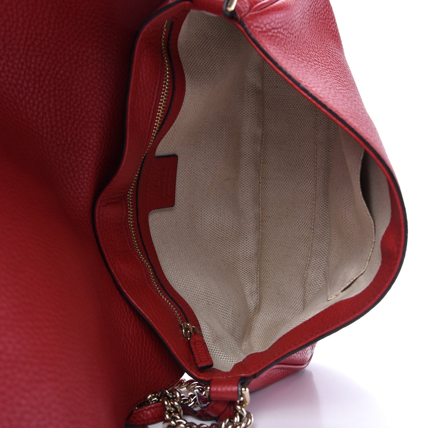 Gucci Pebbled Calfskin Medium Soho Flap Crossbody Red 5 of 10