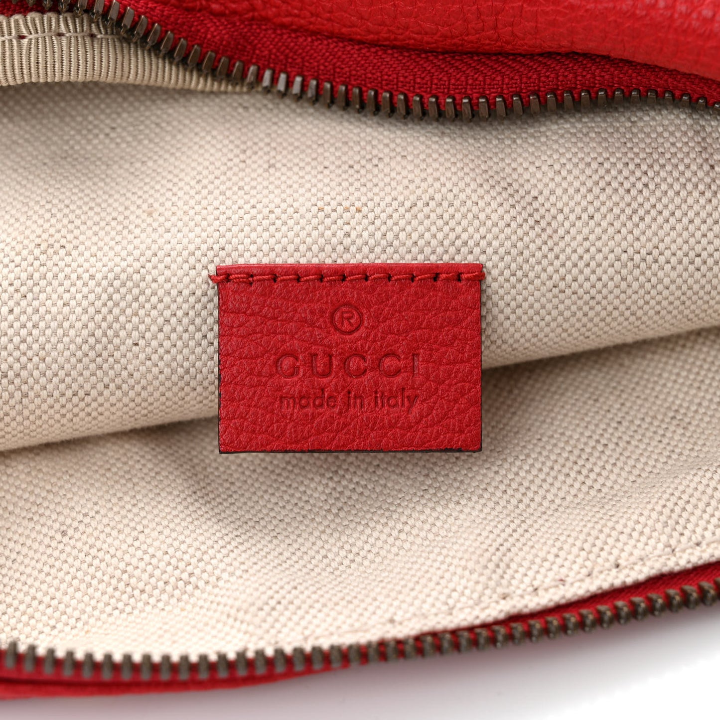 Grained Calfskin Logo Belt Bag Hibiscus Red