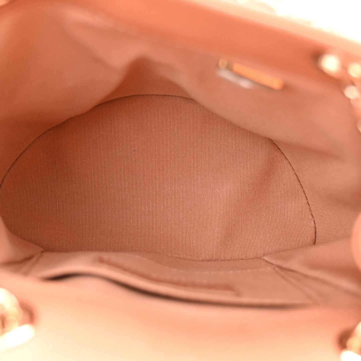 Shiny Caviar Quilted Small Duma Pockets Drawstring Backpack Dark Beige