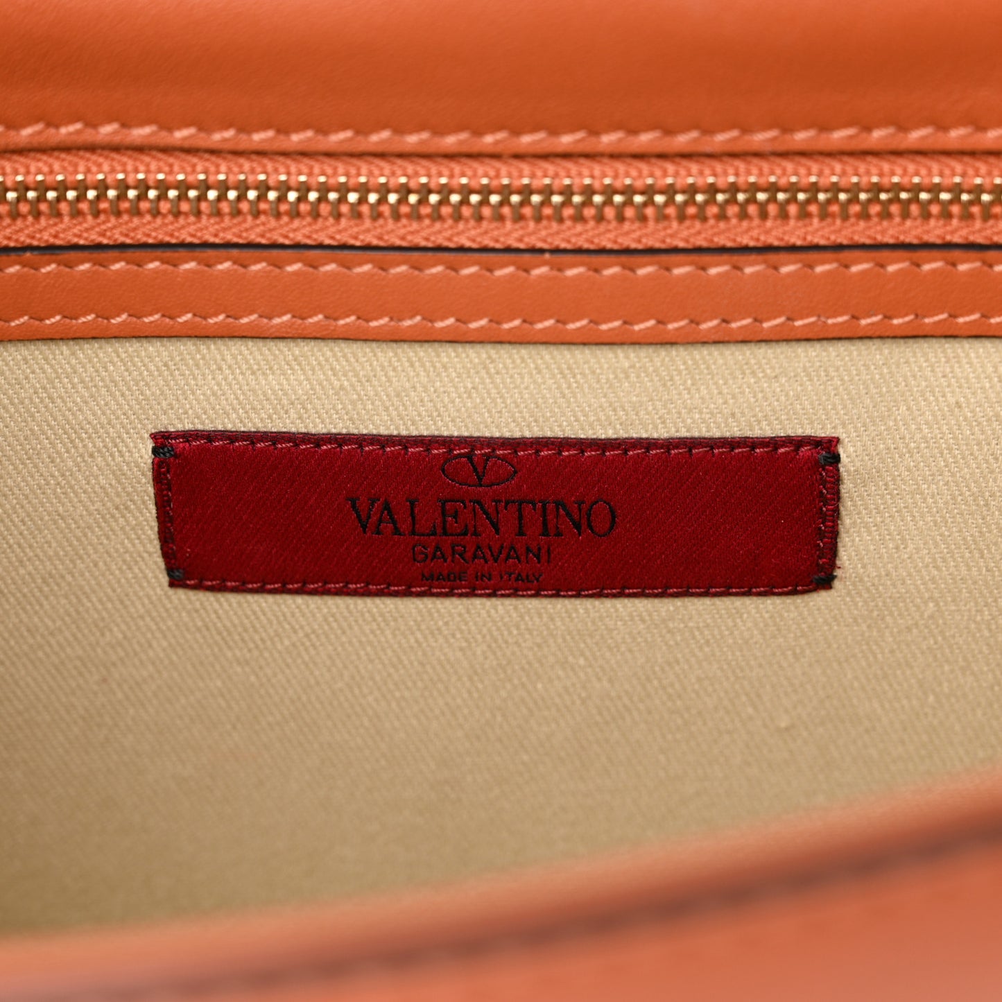 Vitello Medium Glam Lock Rockstud Flap Orange