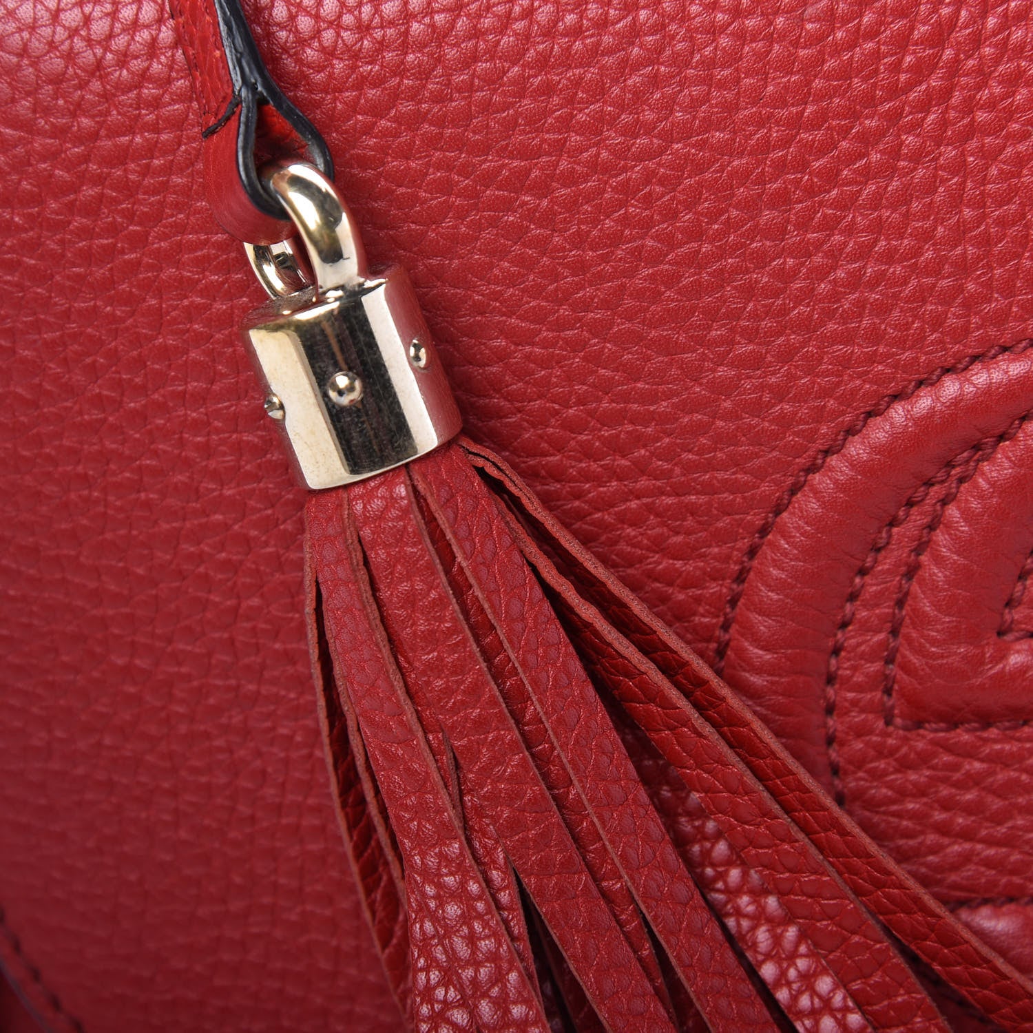 Gucci Pebbled Calfskin Medium Soho Flap Crossbody Red 8 of 10