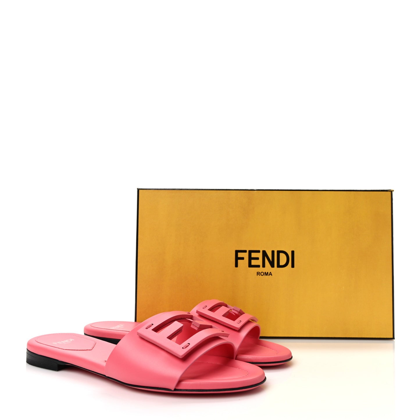 Vitello Cuoio Baguette Flat Slide Sandals 36 Pink Dalia