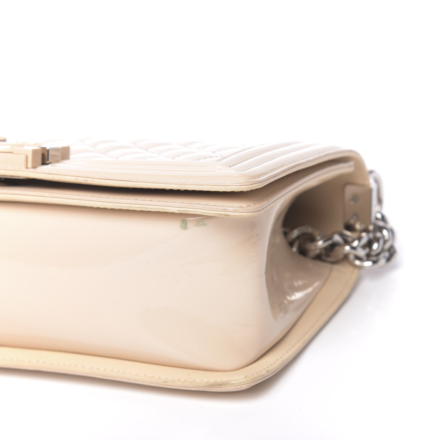 Chanel Patent Calfskin Quilted Medium Plexiglass Boy Flap Beige 14 of 16