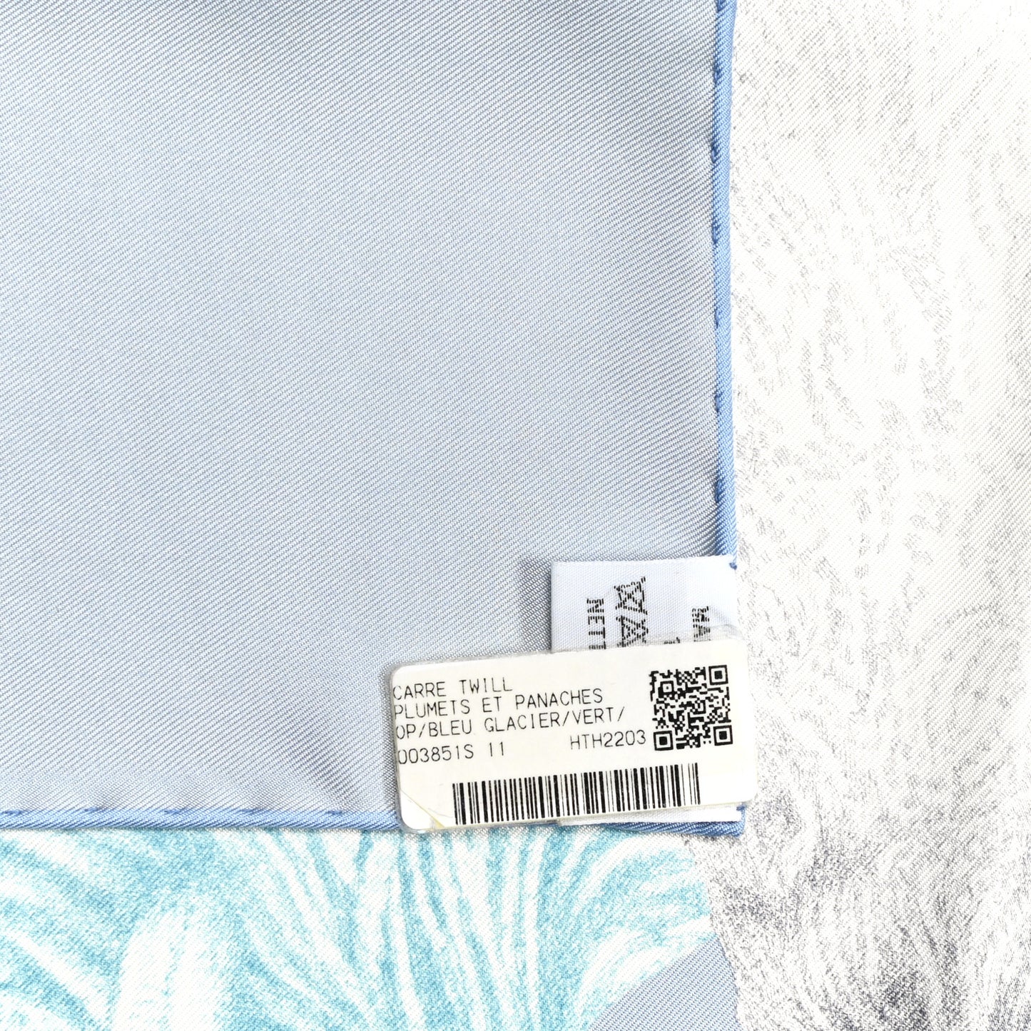 Silk Twill Plumets Et Panaches Scarf 90 Bleu Glacier Vert