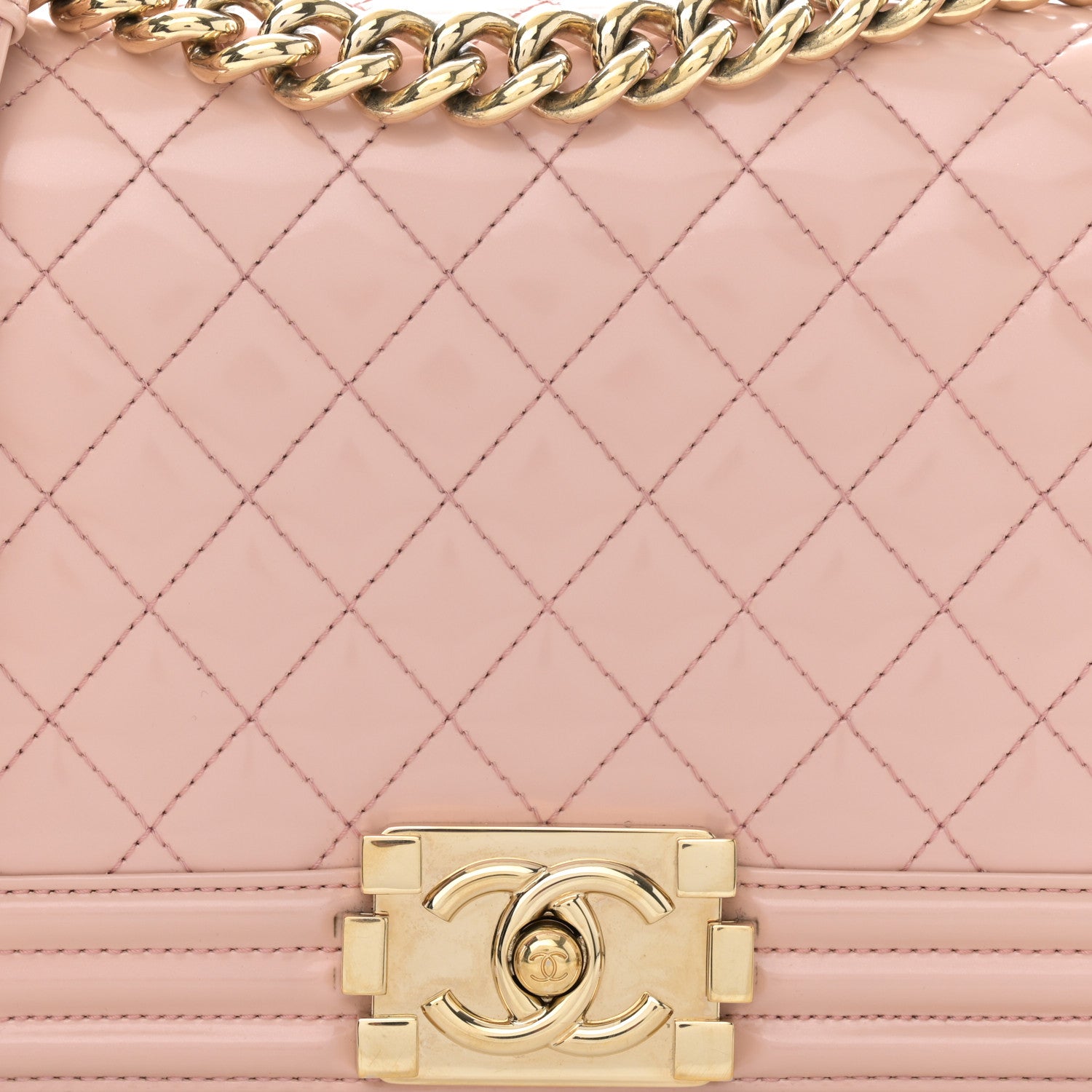 Chanel Patent Calfskin Quilted Medium Boy Flap Light Pink 8 of 12
