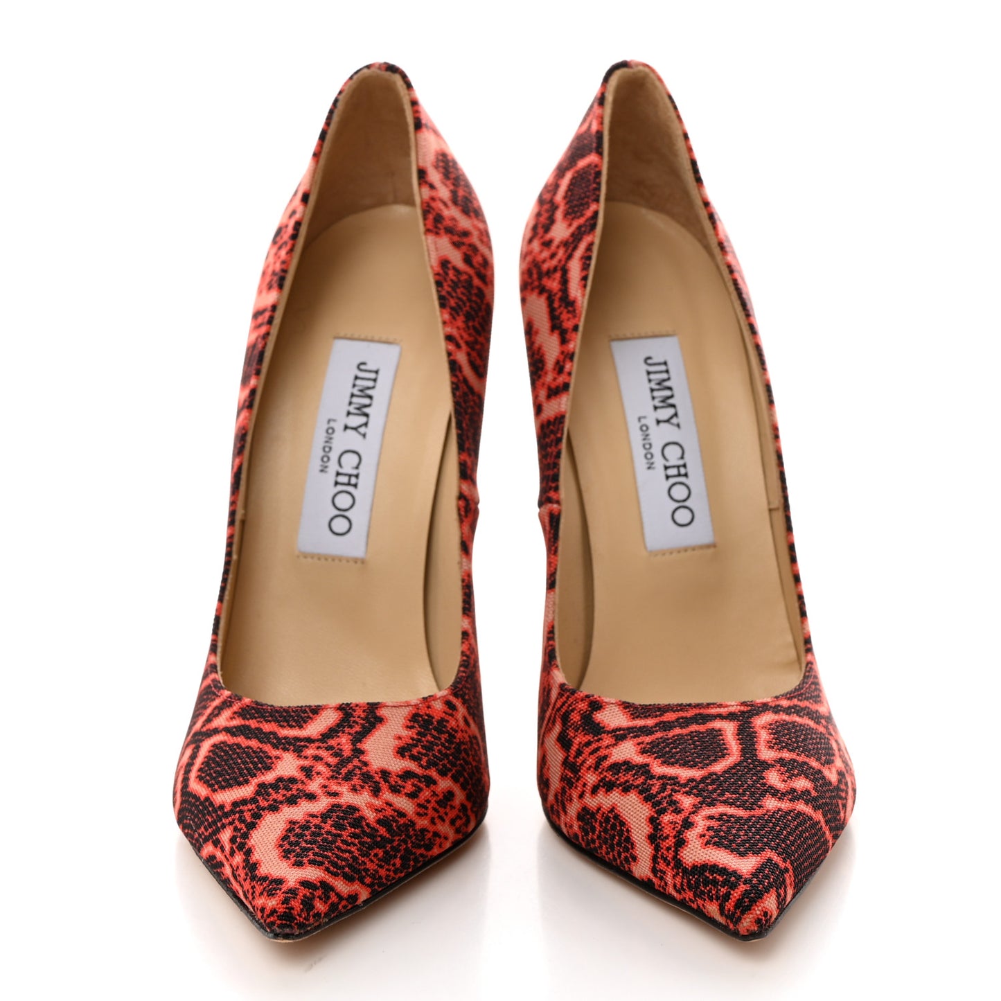 Fabric Snake Printed Anouk Pumps 36 Mandarin Red Mix