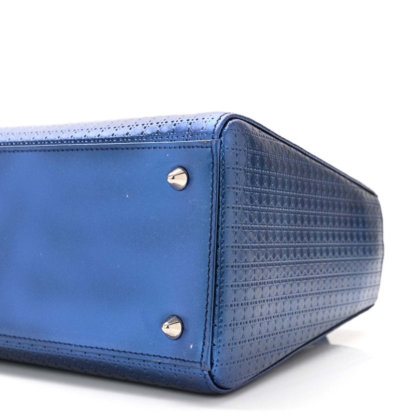 Metallic Patent Micro-Cannage Medium Lady Dior Blue