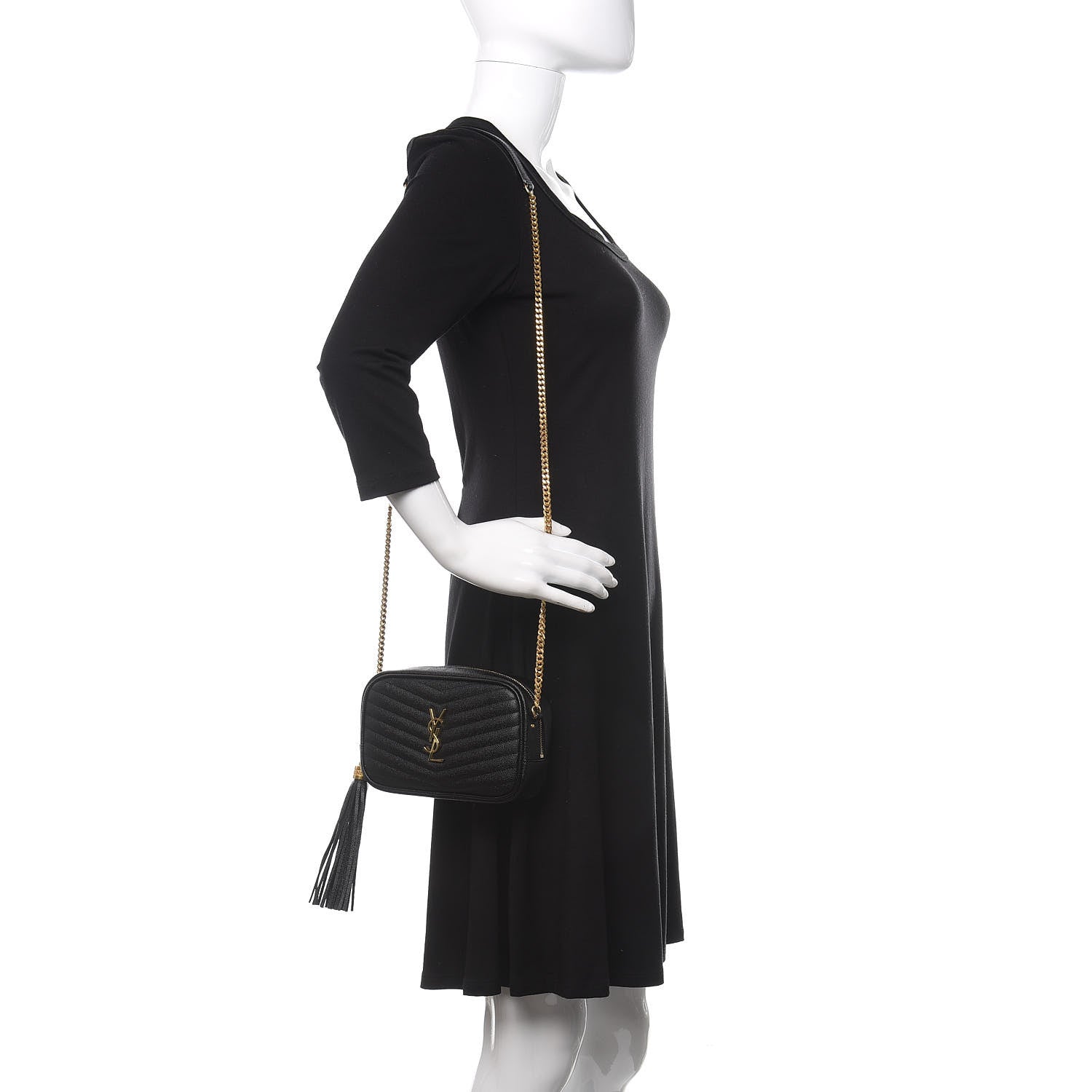 Saint Laurent Grain De Poudre Matelasse Monogram Mini Lou Camera Bag Black 2 of 11