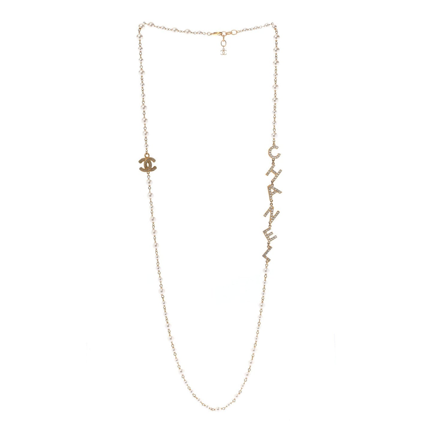 Pearl Crystal 90's Icon CC Necklace Gold