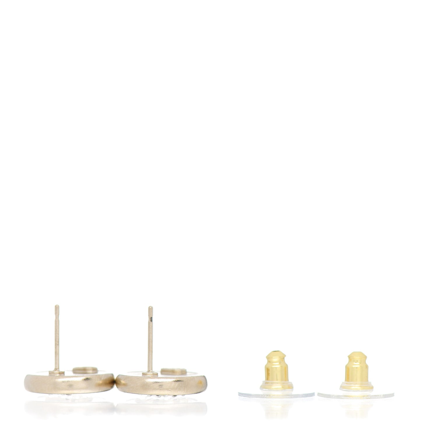 Crystal CC Round Earrings Light Gold