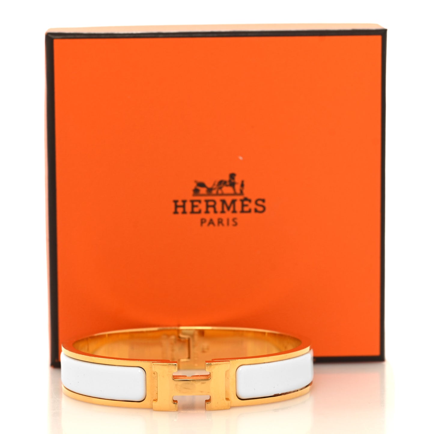 Enamel Narrow Clic Clac H Bracelet GM White